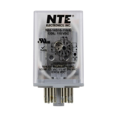 R02-14D10-110 by NTE Electronics, Inc - RELAY GEN PURPOSE 3PDT 10A 110V
