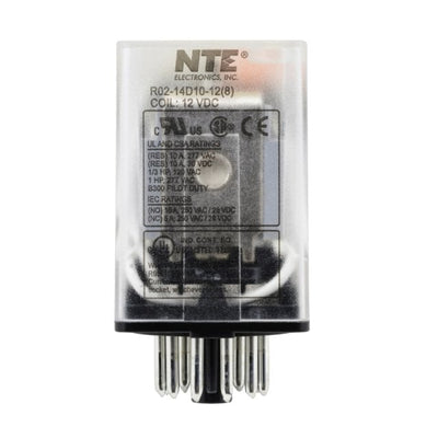 R02-14D10-12 by NTE Electronics, Inc - RELAY GEN PURPOSE 3PDT 10A 12V