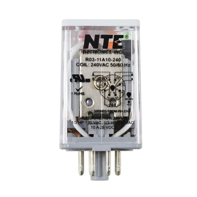 R03-11A10-240 by NTE Electronics, Inc - RELAY GEN PURPOSE DPDT 10A 240V