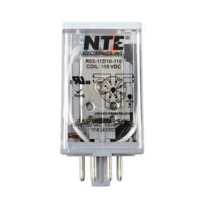 R03-11D10-110 by NTE Electronics, Inc - RELAY GEN PURPOSE DPDT 10A 110V