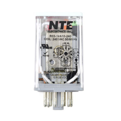 R03-14A10-240 by NTE Electronics, Inc - RELAY GEN PURPOSE 3PDT 10A 240V
