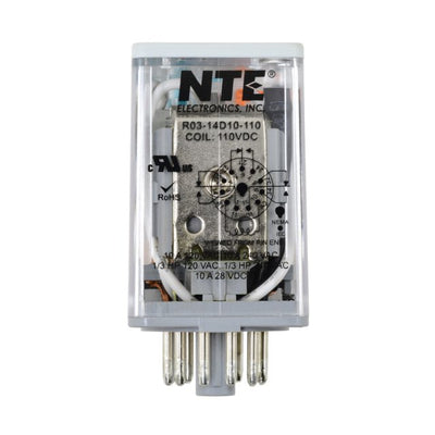 R03-14D10-110 by NTE Electronics, Inc - RELAY GEN PURPOSE 3PDT 10A 110V
