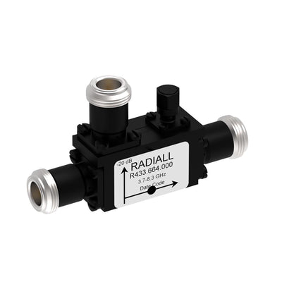 R433664000 by Radiall USA, Inc. - COUPLER: N 3.7-8.3GHZ 20DB FLAT