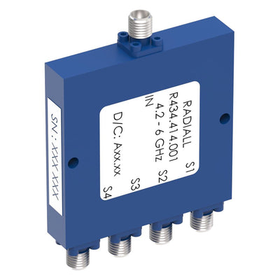 R434414001 by Radiall USA, Inc. - POWER DIVIDER 4W SMA 4.2-6GHZ