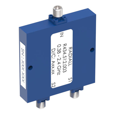 R434512003 by Radiall USA, Inc. - POWER DIVIDER 2W SMA 0.38-2.4GHZ