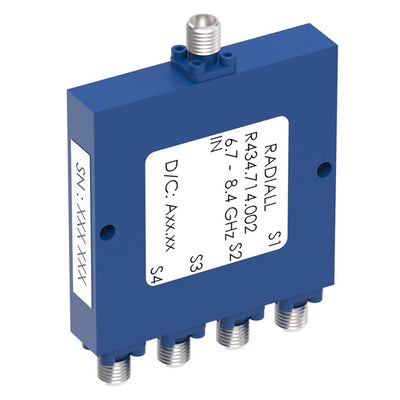 R434714002 by Radiall USA, Inc. - POWER DIVIDER 4W SMA 6.7-8.4GHZ