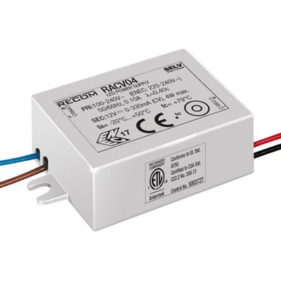 RACV04-12 by Recom Power - LED DRIVER CV AC/DC 12V 330MA