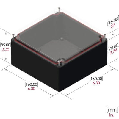 RB66P06C28B by Serpac - BOX PLAS BLK/CLR 6.3""L X 6.3""W