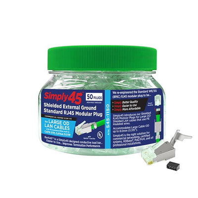 S45-1150 by Go Simply Connect - MODULR PLUG CAT6 SHIELDD EXT GND