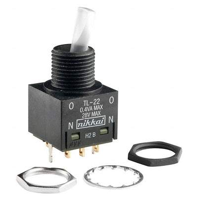 TL22SNAG016G by NKK Switches - SWITCH TOGGLE DPDT 0.4VA 28V
