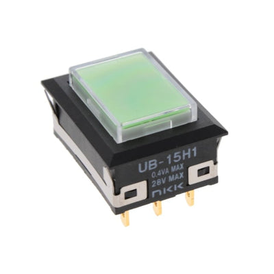UB15NKG015F-JF by NKK Switches - PUSH SWITCH SPDT 0.4VA 28V