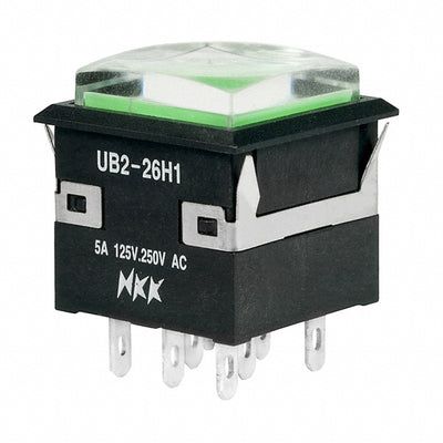 UB226KKW015F-1JF by NKK Switches - PUSH SWITCH BUTTON DPDT 5A 125V