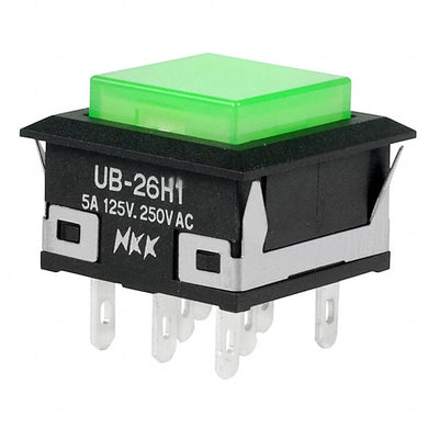 UB26KKW015F-FF by NKK Switches - PUSH SWITCH BUTTON DPDT 5A 125V