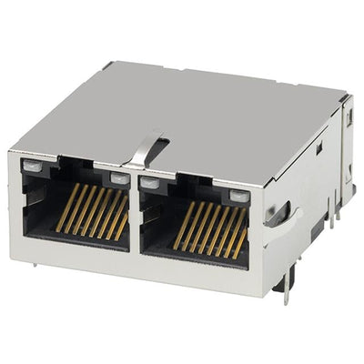 0826-1X2T-43-F by Bel Fuse Inc. - CONNECTOR JACK 2PORT 1000 BASE-T PCB