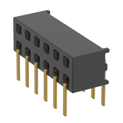 MMS-106-01-H-DH by Samtec Inc. - CONNECTOR RECPT 12P 0.079 GOLD PCB R/A