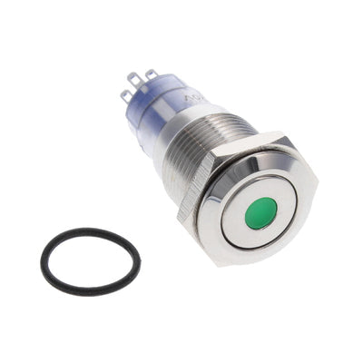 MP0045/1E1GN220S by Bulgin - SWITCH PB DPST ON-OFF ILLUM GRN