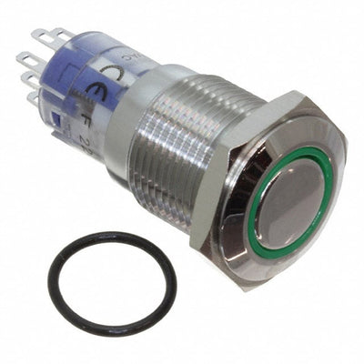 MP0045/1E2GN012S by Bulgin - SWITCH PB DPST ON-OFF ILLUM GRN