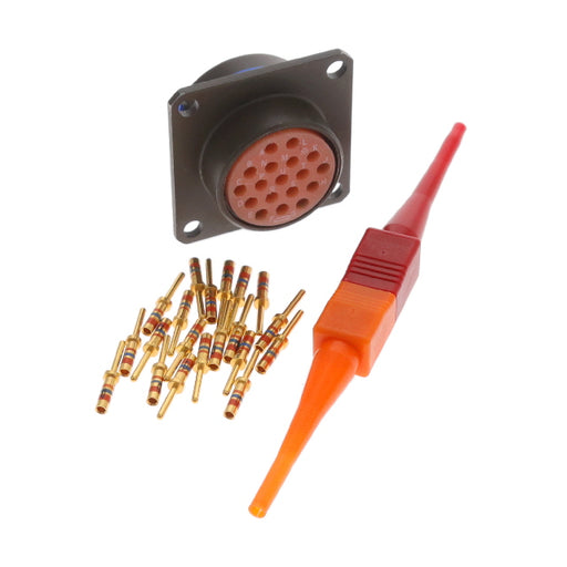 MS27499E14B18P by Amphenol Aerospace Operations - CONNECTOR RECPT MALE 18POS GOLD CRIMP