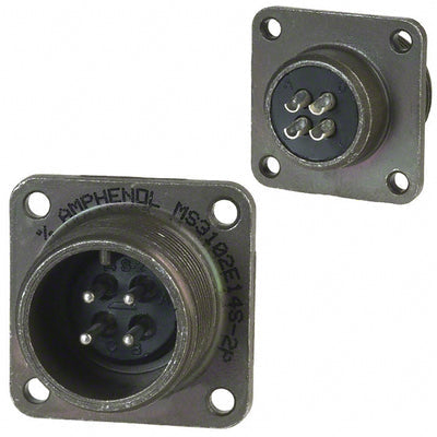 MS3102E14S-2P by Amphenol Industrial Operations - CONNECTOR RECPT MALE 4P SILV SLDR CUP