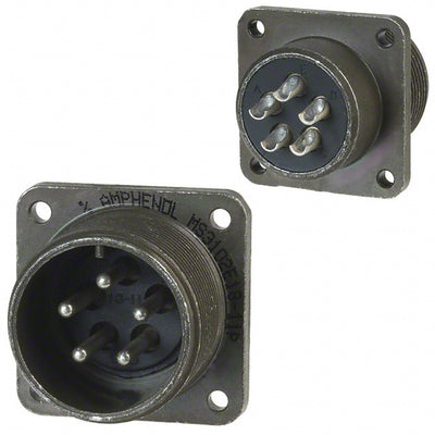 MS3102E18-11P by Amphenol Industrial Operations - CONNECTOR RECPT MALE 5P SILV SLDR CUP
