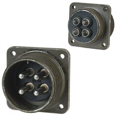 MS3102E22-22P by Amphenol Industrial Operations - CONNECTOR RECPT MALE 4P SILV SLDR CUP