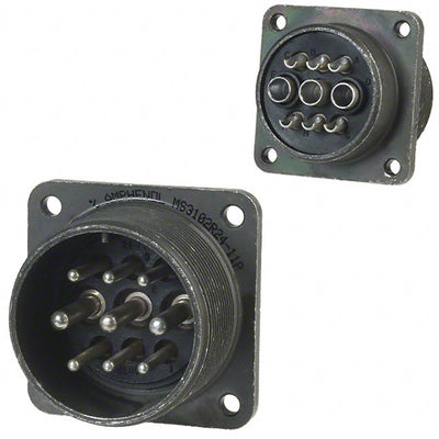 MS3102R-24-11P by Amphenol Industrial Operations - CONNECTOR RECPT MALE 9P SILV SLDR CUP