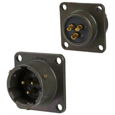 MS3112E-12-3P by Amphenol Industrial Operations - CONNECTOR RECPT MALE 3P GOLD SLDR CUP