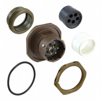 MS3114E14-5P by ITT Cannon, LLC - CONNECTOR RECPT 5POS JAM NUT W/PINS