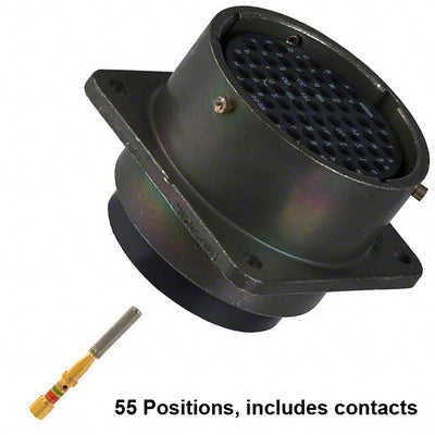 MS3122E22-55S by Amphenol Industrial Operations - CONNECTOR RECPT FMALE 55POS GOLD CRIMP