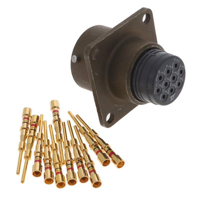 MS3122E12-10P by ITT Cannon, LLC - CONNECTOR RECPT 10POS BOX MNT W/PINS