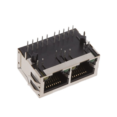 MTJG-2-88TX1-FSD-PG-LH-NRSP-M47C by Adam Tech - GANGED 2 POSITION MODULAR JACK,