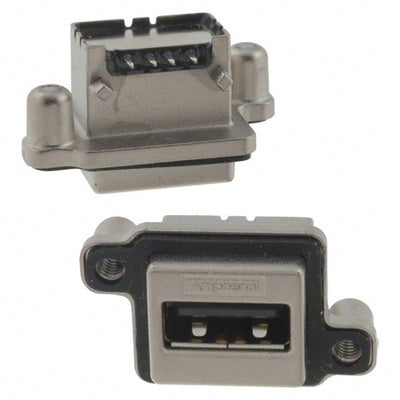 MUSB-A111-30 by Amphenol ICC (Commercial Products) - CONNECTOR RECPT USB2.0 TYPEA 4P PCB RA