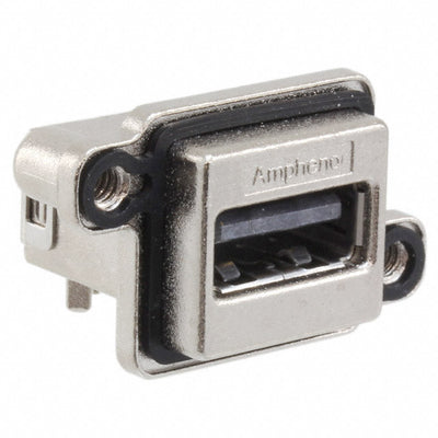 MUSBR-A111-30 by Amphenol ICC (Commercial Products) - CONNECTOR RECPT USB2.0 TYPEA 4P PCB RA