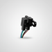 Black electronic component with wires on a white background