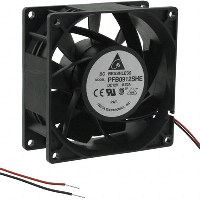 PFB0912SHE by Delta Electronics - FAN AXIAL 92X38MM 12VDC WIRE