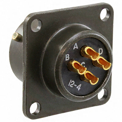 PT02A-12-4P by Amphenol Industrial Operations - CONNECTOR RECPT MALE 4P GOLD SLDR CUP