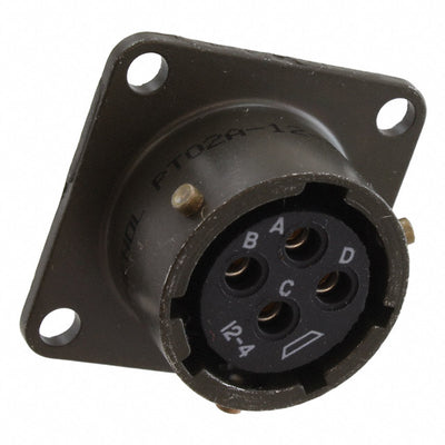 PT02A-12-4S by Amphenol Industrial Operations - CONNECTOR RECPT FMALE 4P GOLD SLDR CUP