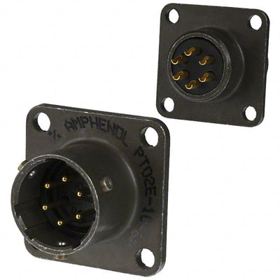 PT02A-10-6P(025) by Amphenol Industrial Operations - CONNECTOR RECPT MALE 6P GOLD SLDR CUP