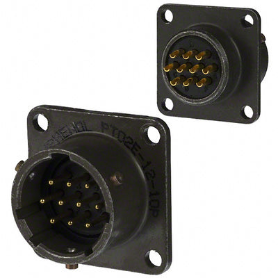 PT02A-12-10P by Amphenol Industrial Operations - CONNECTOR RECPT MALE 10P GOLD SLDR CUP