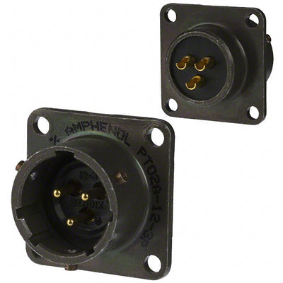 PT02A-12-3P(025) by Amphenol Industrial Operations - CONNECTOR RECPT MALE 3P GOLD SLDR CUP
