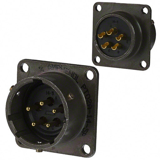 PT02A-14-5P by Amphenol Industrial Operations - CONNECTOR RECPT MALE 5P GOLD SLDR CUP