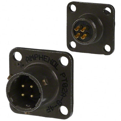 PT02A-8-4P by Amphenol Industrial Operations - CONNECTOR RECPT MALE 4P GOLD SLDR CUP