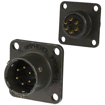PT02E-10-6P(025) by Amphenol Industrial Operations - CONNECTOR RECPT MALE 6P GOLD SLDR CUP