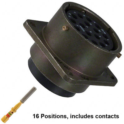 PT02SE-20-16S by Amphenol Industrial Operations - CONNECTOR RECPT FMALE 16POS GOLD CRIMP
