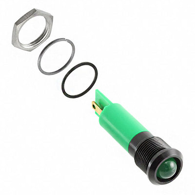 Q12P1BXXG24E by APEM Inc. - INDICATOR 24V 12MM PROMINENT GRN