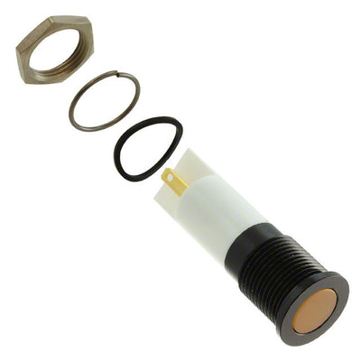 Q14F1BXXHO24E by APEM Inc. - 14MM FLSH BLK CHRM HYP ORG 24VDC