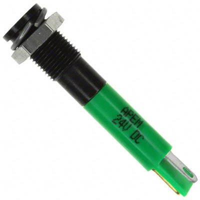 Q6F1BXXG24E by APEM Inc. - INDICATOR 24V 6MM FLUSH GREEN