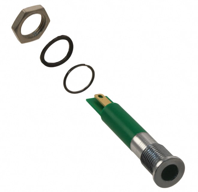 Q8F1CXXG24E by APEM Inc. - INDICATOR 24V 8MM FLUSH GREEN