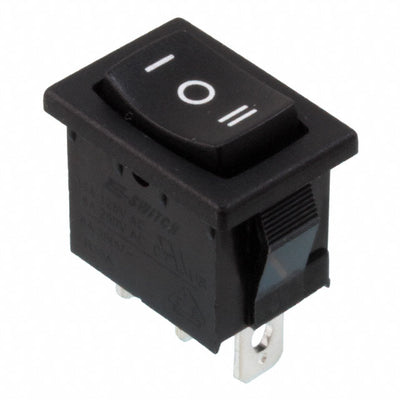 R1966DBLKBLKBF by E-Switch - ROCKER SWITCH SPDT 15A 125V