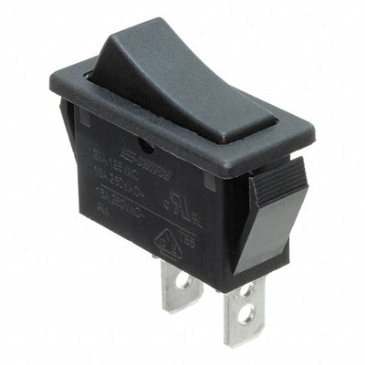 R4ABLKBLKEF0 by E-Switch - ROCKER SWITCH SPST 20A 125V